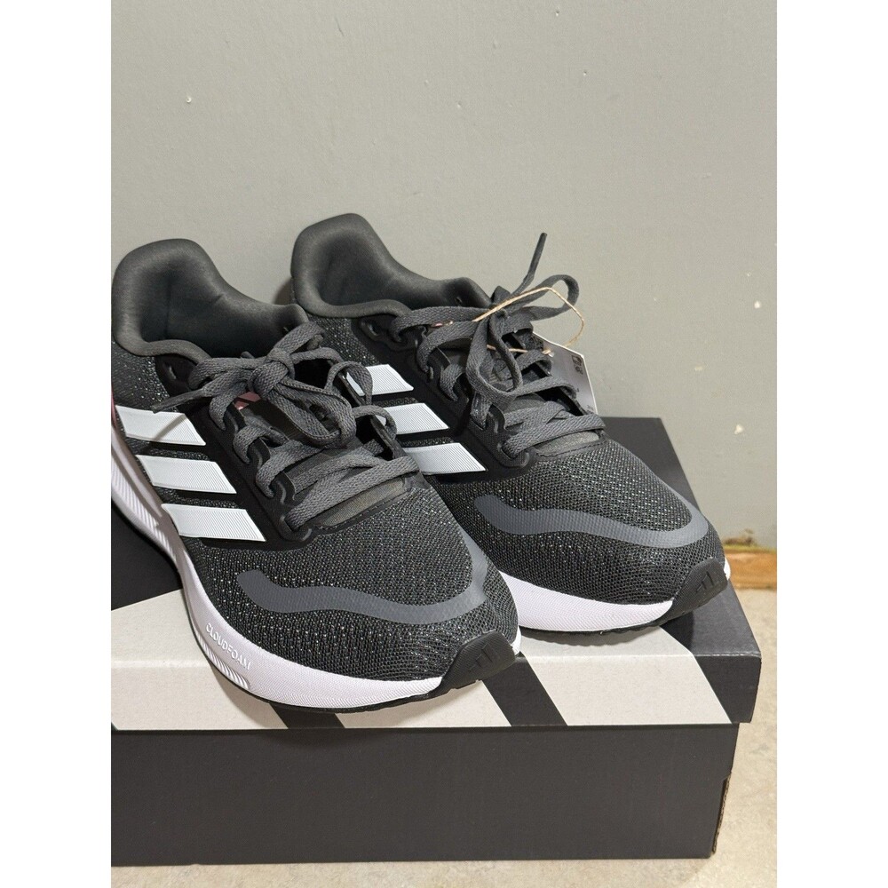 Adidas Runfalcon 5 Little Girls Sz 4 Shoes Black Pink Slip On Athletic Sneaker - Picture 10 of 16